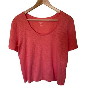 Express Skimming Tee Women M Coral Pink Slub Knit Scoop Neck Short Sleeve Shirt